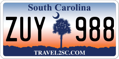 SC license plate ZUY988