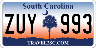 SC license plate ZUY993