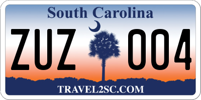 SC license plate ZUZ004