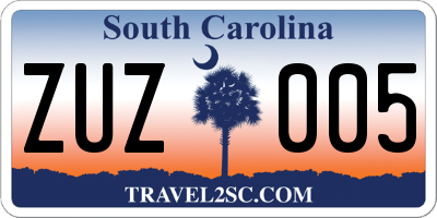 SC license plate ZUZ005