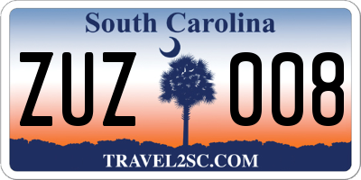 SC license plate ZUZ008