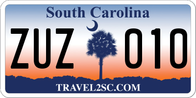 SC license plate ZUZ010