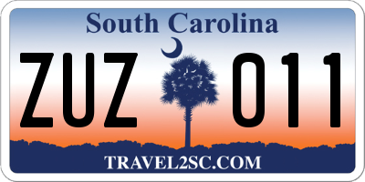 SC license plate ZUZ011