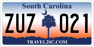 SC license plate ZUZ021
