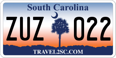 SC license plate ZUZ022