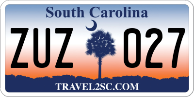 SC license plate ZUZ027
