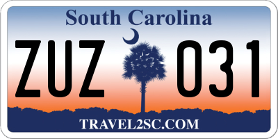 SC license plate ZUZ031