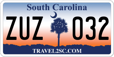 SC license plate ZUZ032