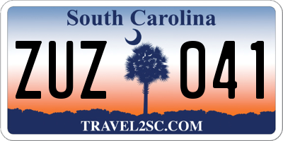 SC license plate ZUZ041