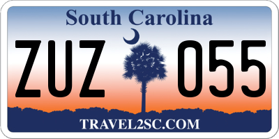 SC license plate ZUZ055