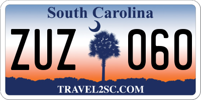 SC license plate ZUZ060