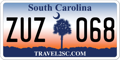SC license plate ZUZ068