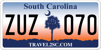 SC license plate ZUZ070