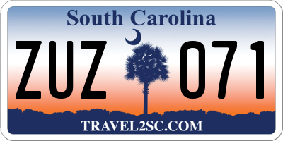 SC license plate ZUZ071