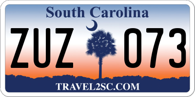 SC license plate ZUZ073