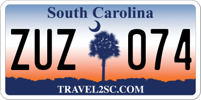 SC license plate ZUZ074