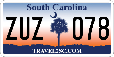SC license plate ZUZ078