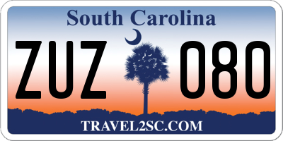 SC license plate ZUZ080