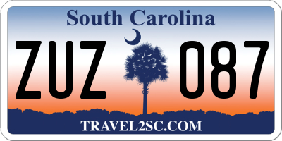 SC license plate ZUZ087