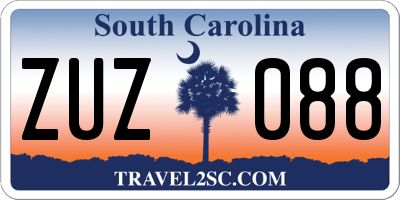 SC license plate ZUZ088