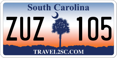 SC license plate ZUZ105
