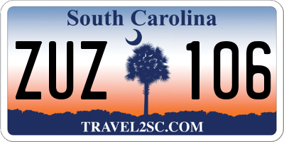 SC license plate ZUZ106