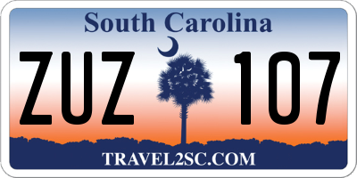 SC license plate ZUZ107