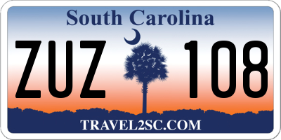 SC license plate ZUZ108