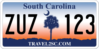 SC license plate ZUZ123