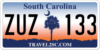 SC license plate ZUZ133