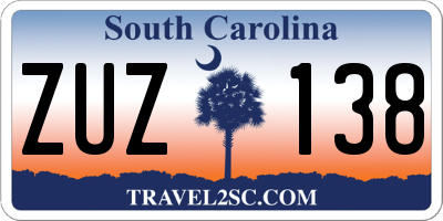 SC license plate ZUZ138