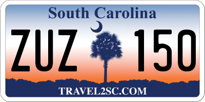 SC license plate ZUZ150