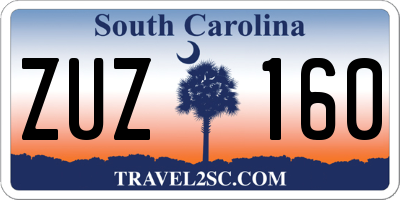SC license plate ZUZ160