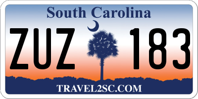 SC license plate ZUZ183