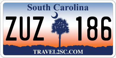 SC license plate ZUZ186