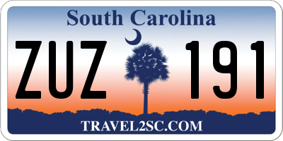 SC license plate ZUZ191