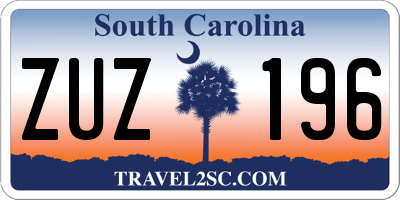 SC license plate ZUZ196