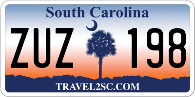 SC license plate ZUZ198