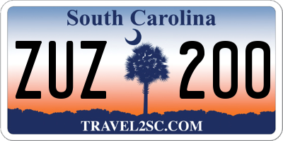 SC license plate ZUZ200