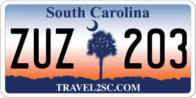 SC license plate ZUZ203
