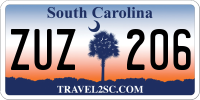 SC license plate ZUZ206