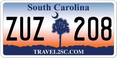 SC license plate ZUZ208