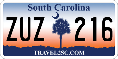 SC license plate ZUZ216
