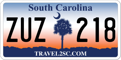 SC license plate ZUZ218