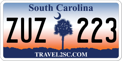SC license plate ZUZ223