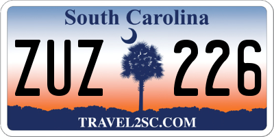 SC license plate ZUZ226