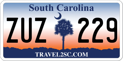 SC license plate ZUZ229