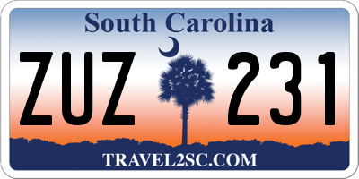 SC license plate ZUZ231