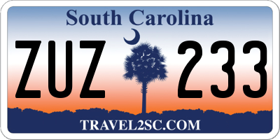 SC license plate ZUZ233