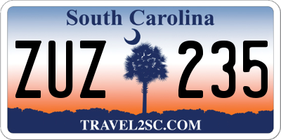 SC license plate ZUZ235